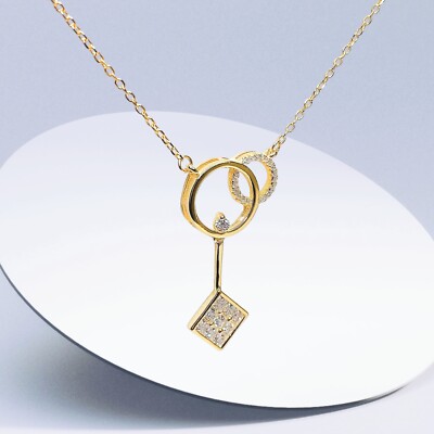 Göttin Halskette 14K Gold über 925 Sterling Silber zierlicher geometrischer Anhänger