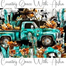 20oz Skinny Tumbler Sublimation Transfer Western Old Truck Ready To Press