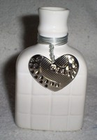 Mini, Dainty 4 Tall X 2.25 Wide Decorative Ceramic Bottle W/heart Charm Neck Mini, Dainty 4 Tall X 2.25 Wide Decorative Ceramic Bottle W/heart Charm Neck