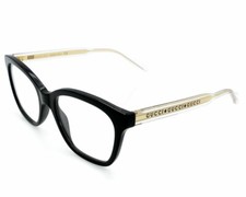 Gucci Square Black Crystal Clear Lens 52-18-145mm Women's Eyewear GG0566O 001