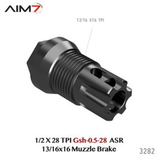 AIM7 Gsh-0.5-28 Muzzle Brake 1/2 x28  .223/9mm 13/16X16 OUTTER THREAD ONLY 