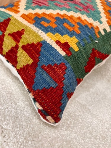 Fundas de cojín Afghan Kilim 100 % lana hechas a mano - multicolor - Imagen 90 de 91