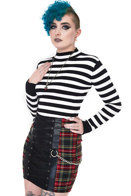Jawbreaker Pullover Menace White And Black Stripe Rollkragenpullover Goth Punk