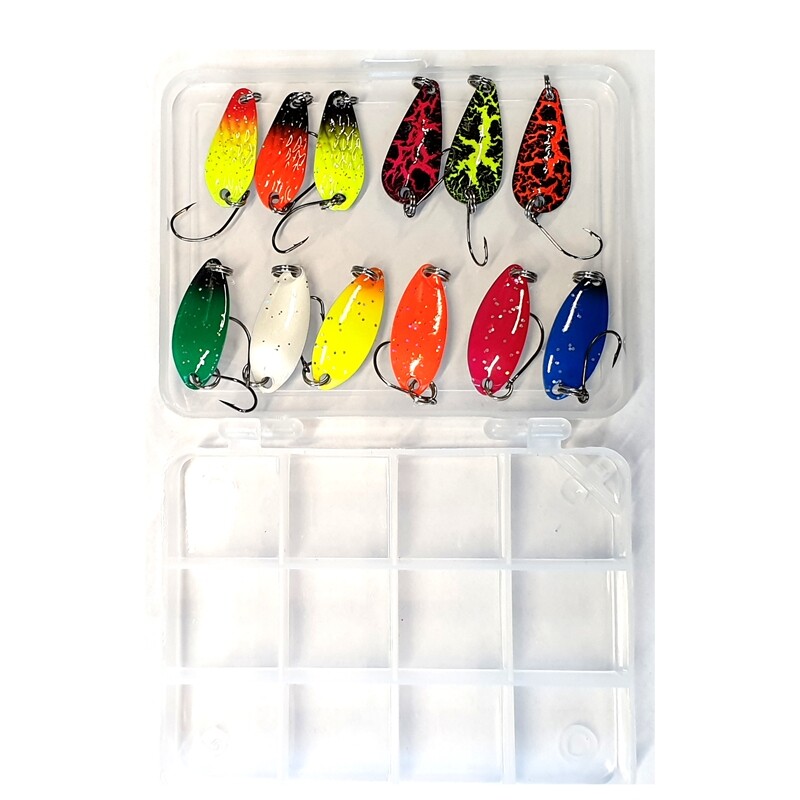 Lot De 12 Cuillères Ondulantes Pour Pêche - Spoons Spinning Truite - Neuves Sous Blister