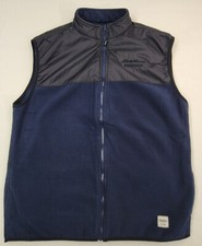 Eddie Bauer Workwear Vest Mens L Full Zip Fleece Embroidered Blue Black