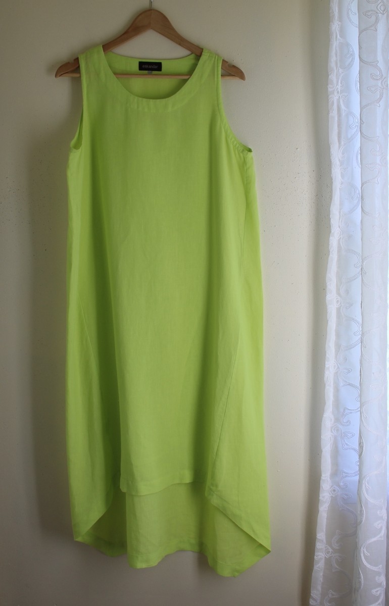 Eskandar Lime Neon Green Art-to-Wear Hi-Low Tank Elegant Dress 1 | eBay