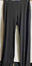 TAHARI Women Pants Black Polyester Elastic Waist Pull On Straight Leg Size M