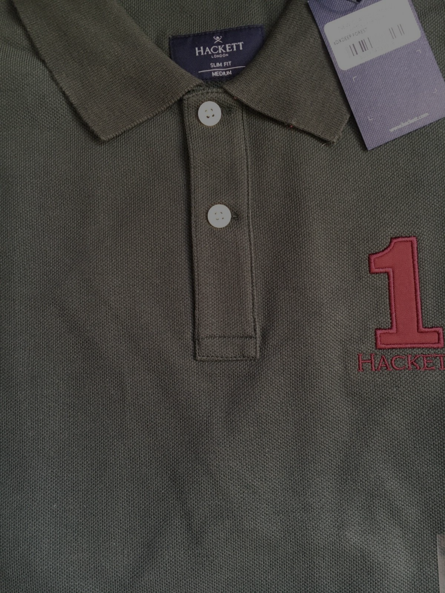 HACKETT LONDON POLO Size S 100% Cotton Pique DEEP GREEN SLIM