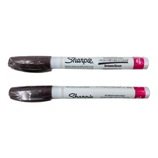 2 Markers Sharpie Paint Marker Fine Point Permanent Oil Based Brown