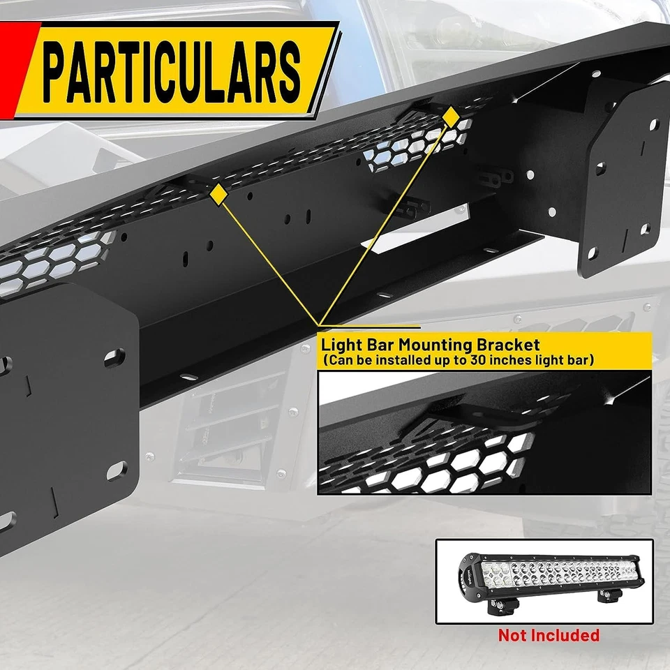Parachoques delantero de acero para Dodge Ram 1500 2013 2014 2015 2016 2017 2018 con luces LED Foto 3 de 4
