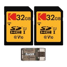 Kodak 32GB Class 10 UHS-I SDHC Memory Card 2-Pack Bundle with Focus Black