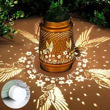 Hummingbird Metal Solar Lantern Hanging Light LED Outdoor Garden Pathway Decor