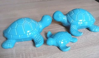 3 Deko Schildkröten hellblau Ton gebraucht