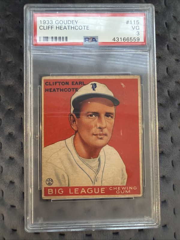 1933 Goudey #115 Cliff Heathcote Philadelphia Phillies PSA 3 Under Graded