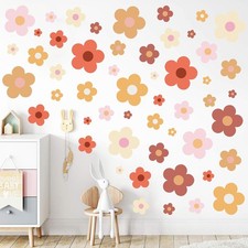 12 Sheets Flower Wall Decals Cute Colorful Floral Stickers Vinyl Pink