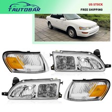 For 1993-1997 Toyota Corolla Headlight White Housing Clear Lens Corner Lamps Set For 1993-1997 Toyota Corolla Headlight White Housing Clear Lens Corner Lamps Set