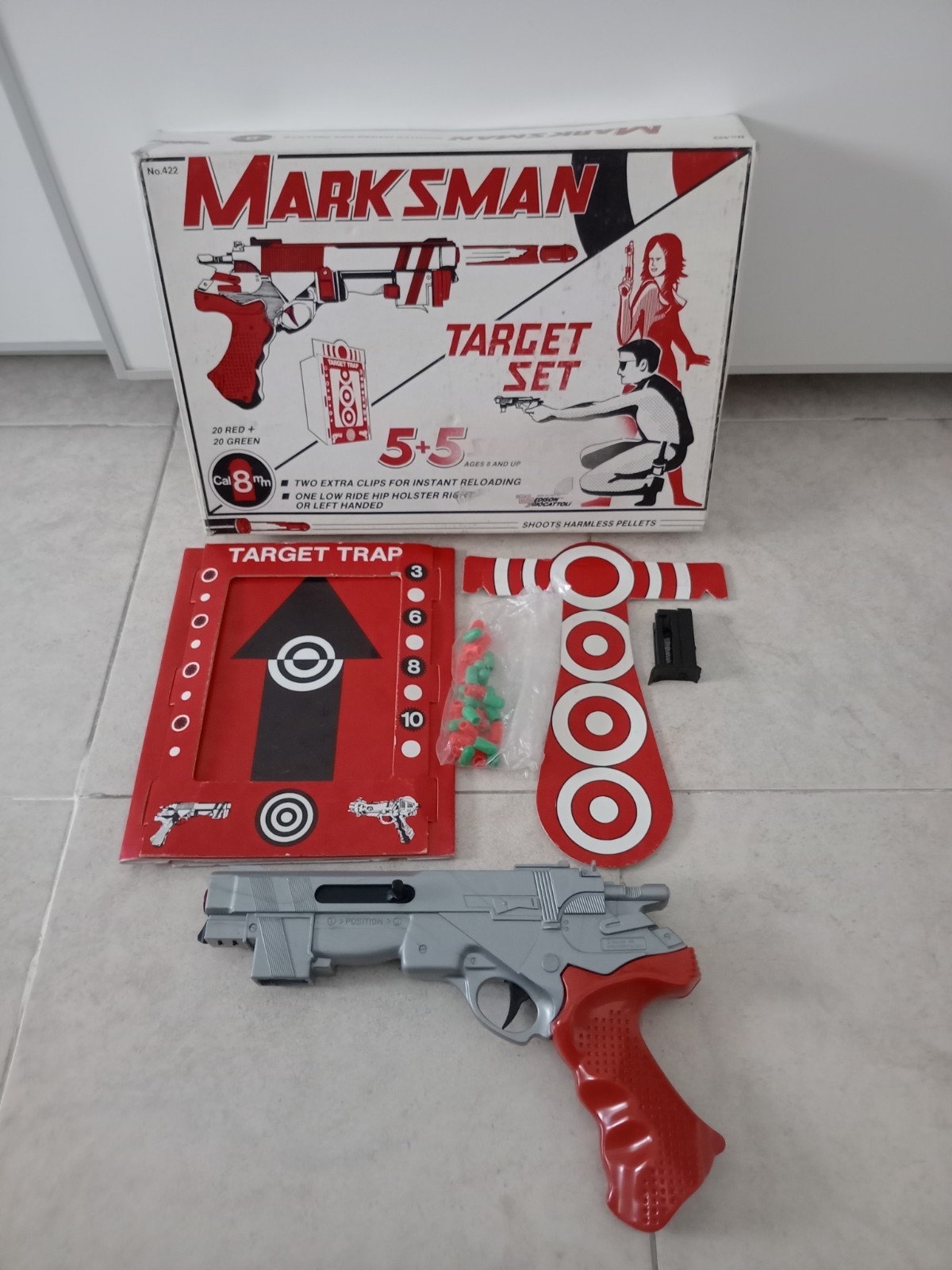 MARKSMAN Pistola Giocattolo Vintage Edison Giocattoli 1982 DA COLLEZIONE