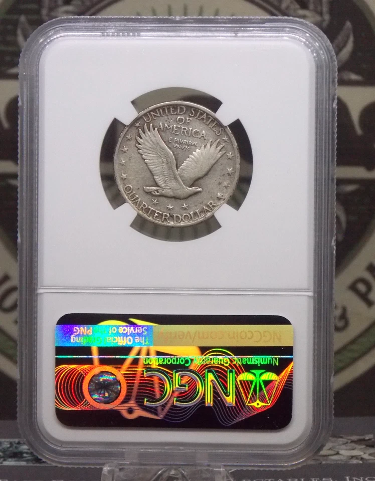 1921 "P" Standing Liberty SILVER Quarter 25c NGC XF40 #002 Extra Fine ECC&C, Inc - Image 4 of 4
