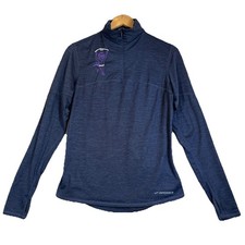 Brooks 1/4 Zip Running Top Women's Medium Navy Performance Active Embroidered