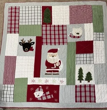 Pottery Barn Kids “Dear Santa 2013” Patchwork Christmas Quilt Set- Full/Queen