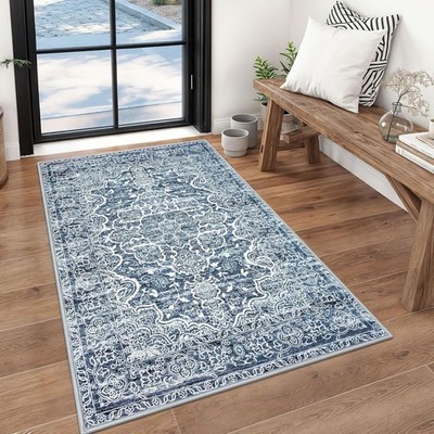 KUTA 3x5 Entryway Rug Non-Slip Washable Area Rugs, Vintage Floral Kitchen Rugs B