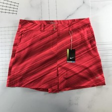 Nike Golf Skort Womens 14 Red Dri-FIT Tour Performance Stretch Striped 619961