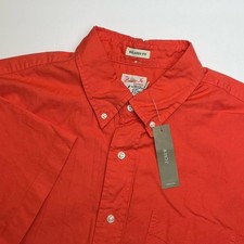 NEW J.Crew Broken In Oxford Shirt Men  s Medium Relaxed Fit Short Sleeve Orange
