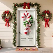 Christmas Candy Cane Door Banner 71x35 Inch Red White Striped Outdoor Decor