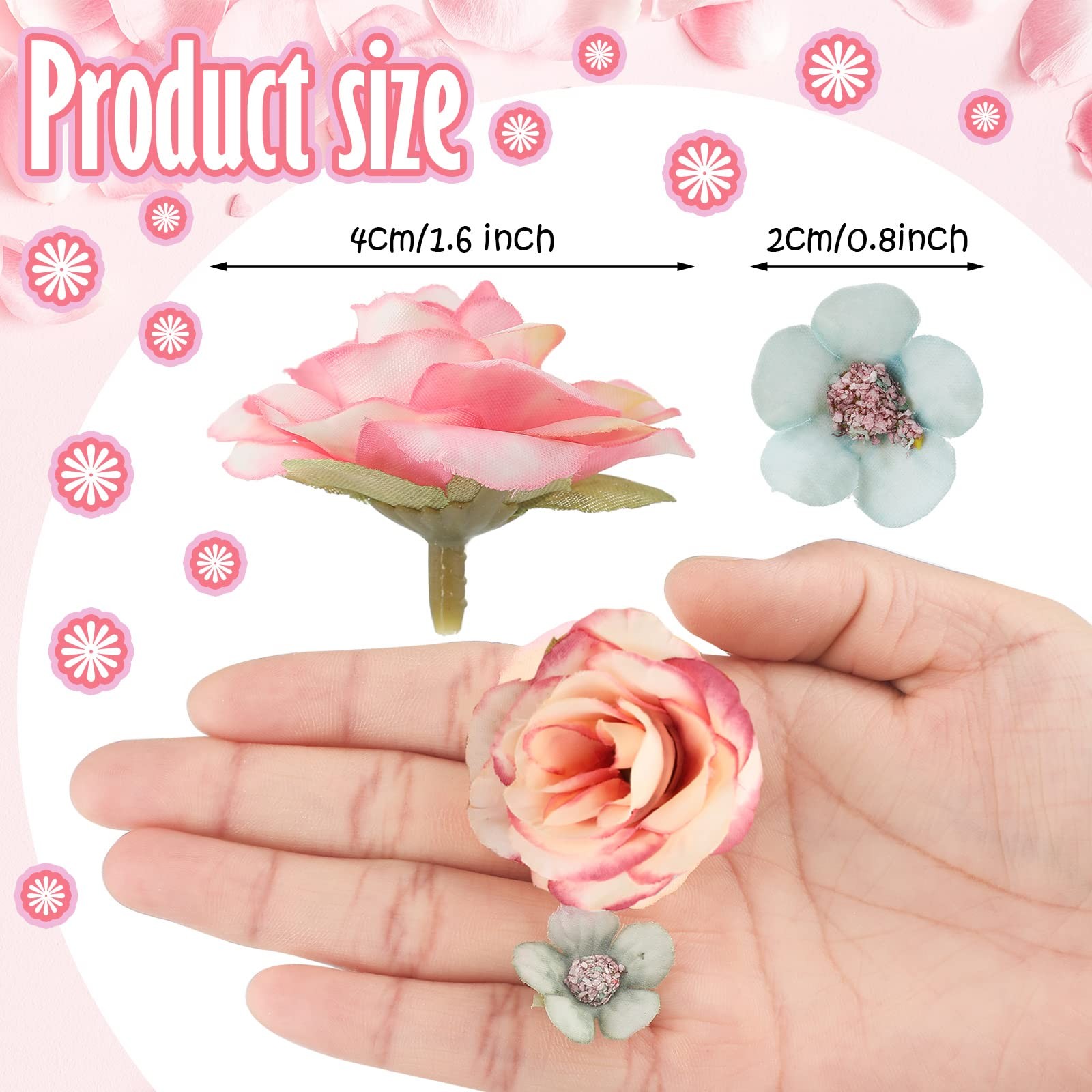 Janinka 174 Pcs Fake Mini Flowers for Crafts Small Silk Artificial Fabric Flo...