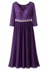 Alex Evenings Plus Size 22 Purple Lace Chiffon Gown Mother of Bride Dress