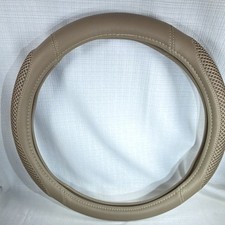 New Tan Faux Leather Steering Wheel Cover Universal 15 38cm Non-slip Comfort Gr New Tan Faux Leather Steering Wheel Cover Universal 15 38cm Non-slip Comfort Gr