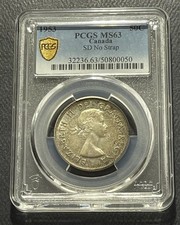 Canada 1953 50 Cents Silver Coin: PCGS MS63