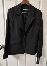 KARL LAGERFELD Women's Long Sleeve Blazer Jacket, Size 10 - Black/Metal