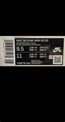 Nike SB Dunk High x Supreme Rammellzee FD8779-100 Men's Size 9.5 