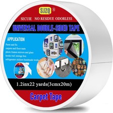 Double Sided Rug Tape Heavy Duty No Residue 1.2in x 22yd Floors Mats