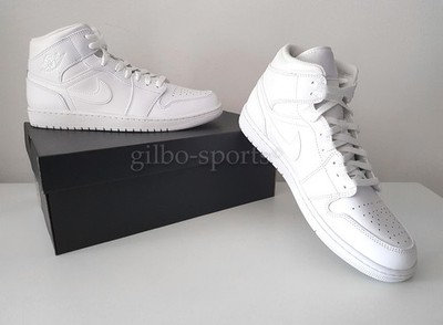 Nike Air Jordan 1 Mid Triple White Größe 45 weiss 554724 130