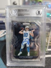 2020 Panini Prizm JUSTIN HERBERT RC Rookie On Card Auto #325 BGS Authentic. rookie card picture