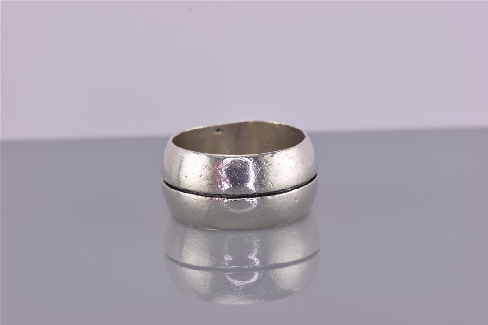 Sterling Silver 10mm Solid Grooved Rounded Band R… - image 2