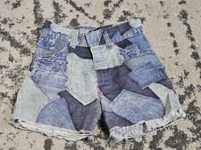 Vintage 1960s 1970s Demin Faux Patchwork Cut Off Shorts Boys Size 7