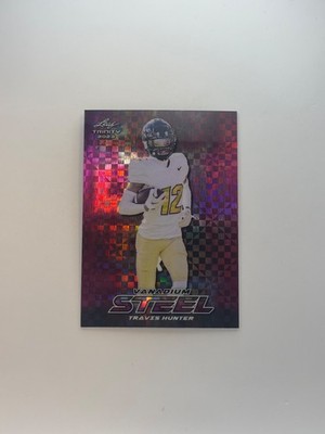 Travis Hunter - 2023 Leaf Trinity Football #S-75 Iron Steel Purple X-Fractor /7