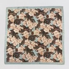 Vintage 100 Silk Scarf Square Paisley Floral Boho Mint Green Made in Japan 30"