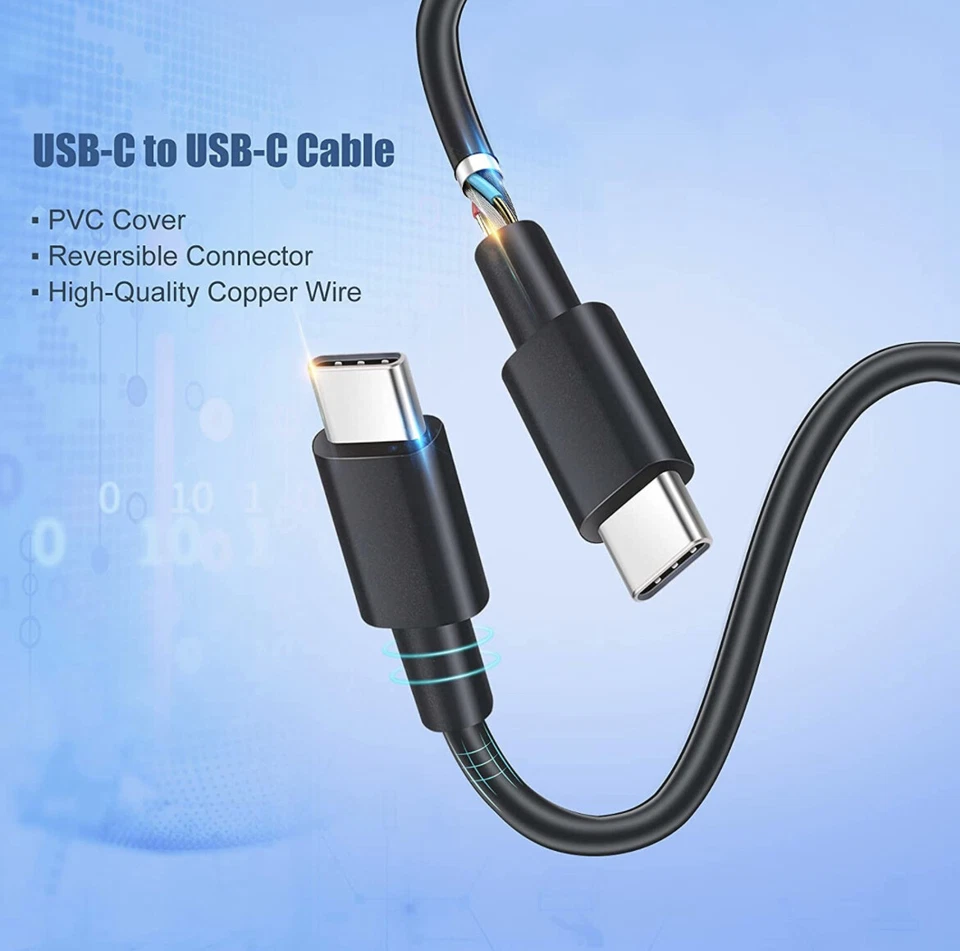 LOT 10-100 USB-C to USB-C Cable Samsung S10 S20 Fast Charger Charging PD Cord - Image 3 of 4