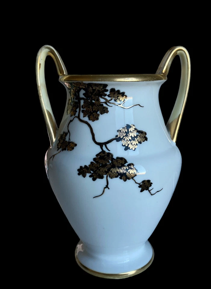 Jarrón antiguo Nipon pintado a mano blanco pájaro/ramas paisaje hecho en Japón 1911 Foto 2 de 4