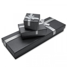 Geschenk-Boxen mit Schleife, grau, Schmuck, Aufbewahrung, Hochzeit, Karton, edel