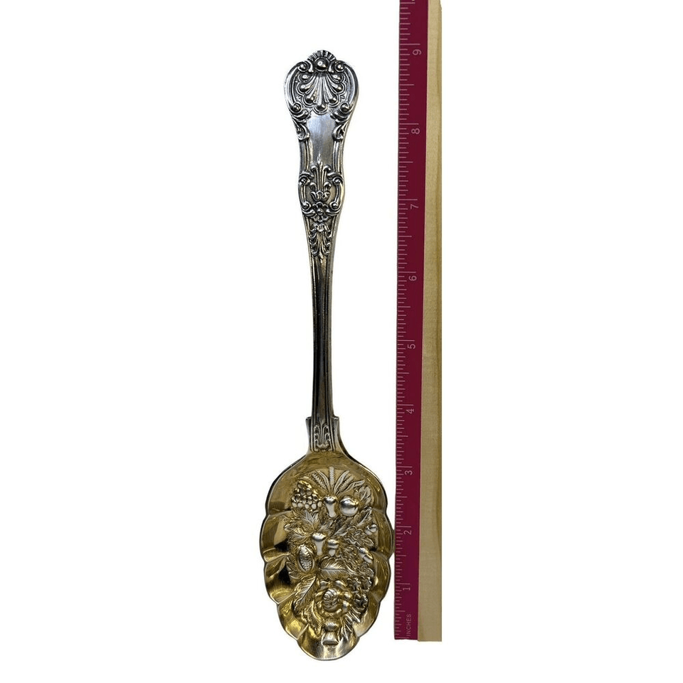 EPNS England Silver 9” Decorative Spoon Fruit Berry Medley Vintage | eBay