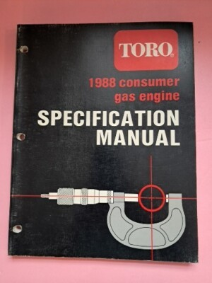#ad #ad TORO SPECIFICATION MANUAL 1988 Consumer Gas Engines $14.25