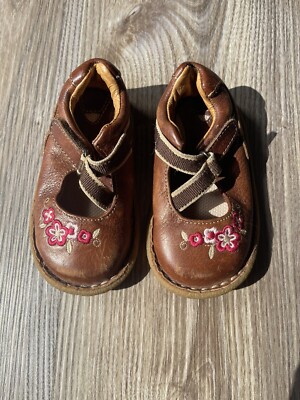 BORN Brown Leather Toddler Girls 4 M/W Casual Mary Jane Shoes