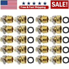 1-10 Set 5/8" 3/4" Garden Hose Connector Fitting End Mender Repair Kit w/ Clamps