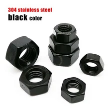 5/50pcs M1.6M2M2.5M3M3.5M4M5M6M8M10M12 Black 304 Stainless Steel Hex Hexagon Nut