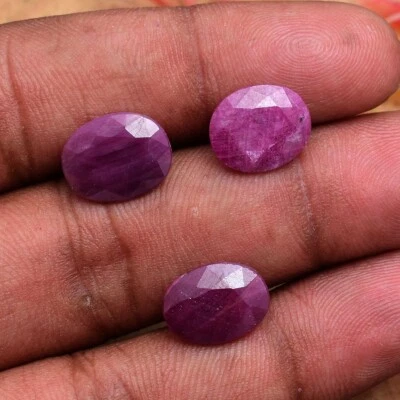 3 Stück Natürlicher Afrikanischer Rubin Nicht Erhitzt 12mm-13mm Oval Geschnitten - Bild 1 von 4